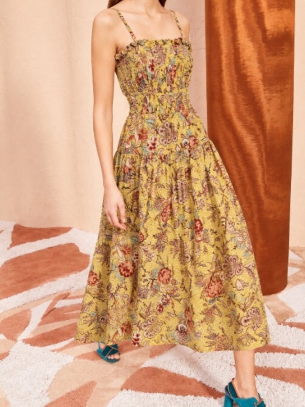 NWOT ULLA JOHNSON Lisbet Poplin Midi Dress in Calla Lily S $470